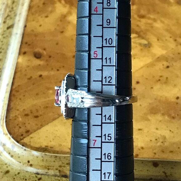 Natural Rubellite Sterling Silver Ring Size 6 - Picture 7 of 8